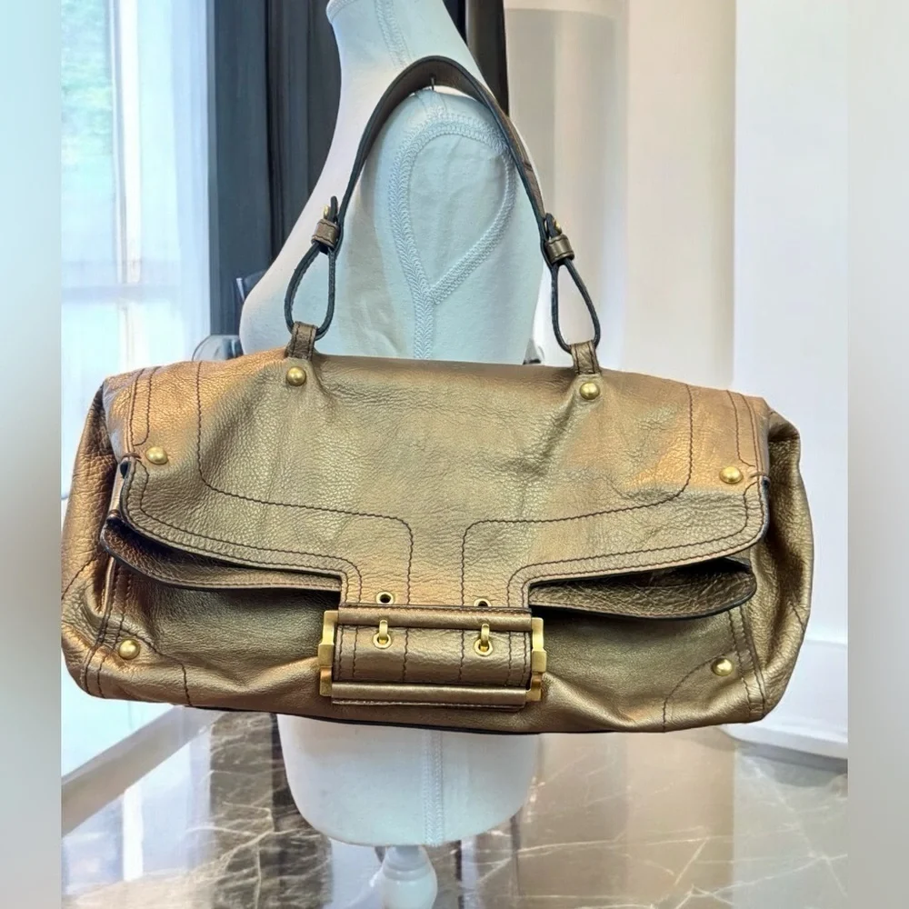 Givenchy Bronze Lambskin Foldover Satchel